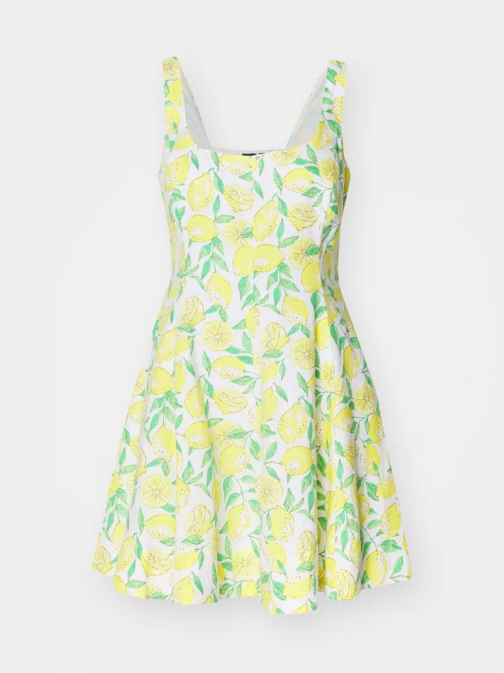GAP Yellow & Green Lemon Print Fit-and-Flare Dress